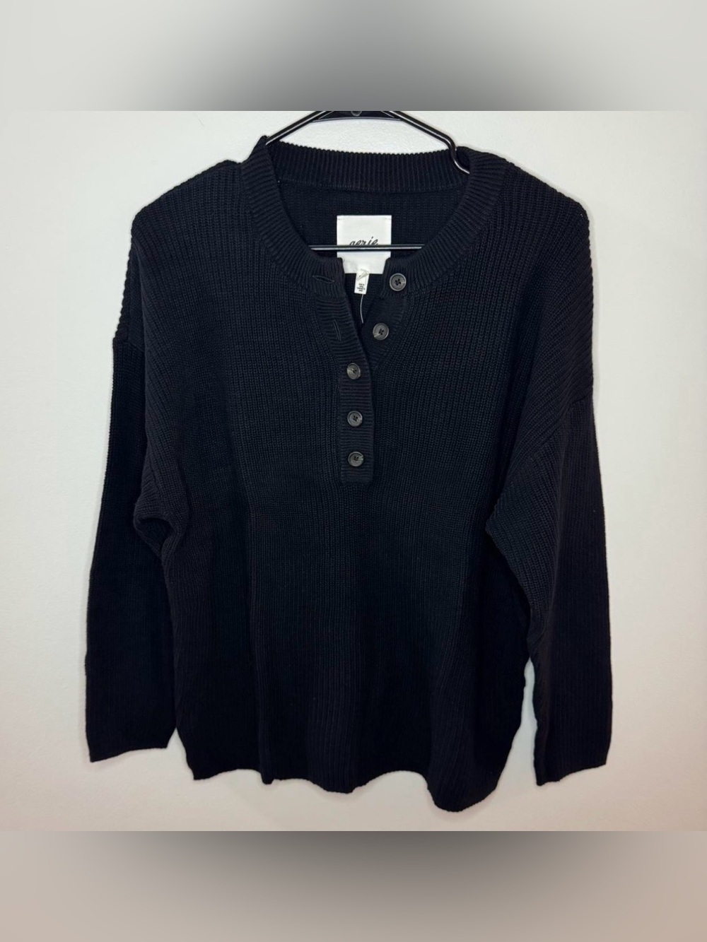 BNWT Aerie Black Quarter Button Up Sweater